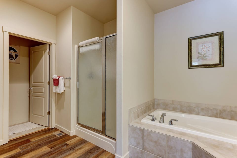 The bathrooms are tidy and have showers with excellent water pressure.