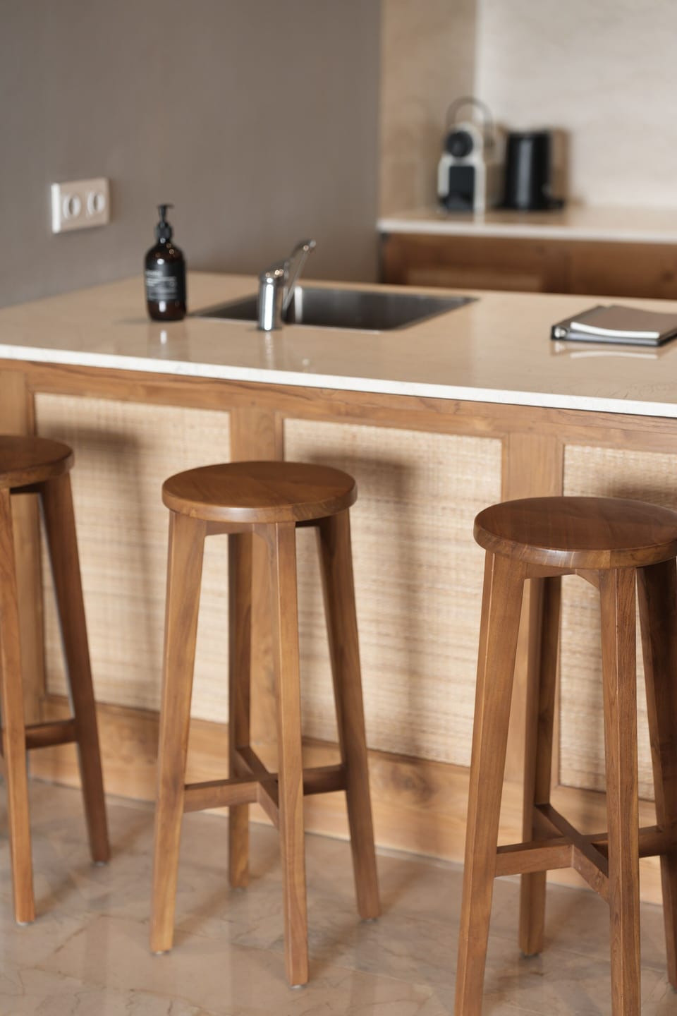 Espresso maker, electric kettle, highchair, dining tables