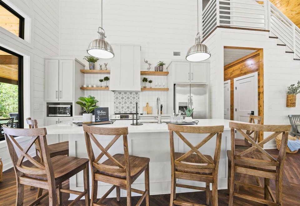 Where rustic charm meets modern convenience, this kitchen is a food lover's dream. Prepare a delicious meal and savor it with a view.