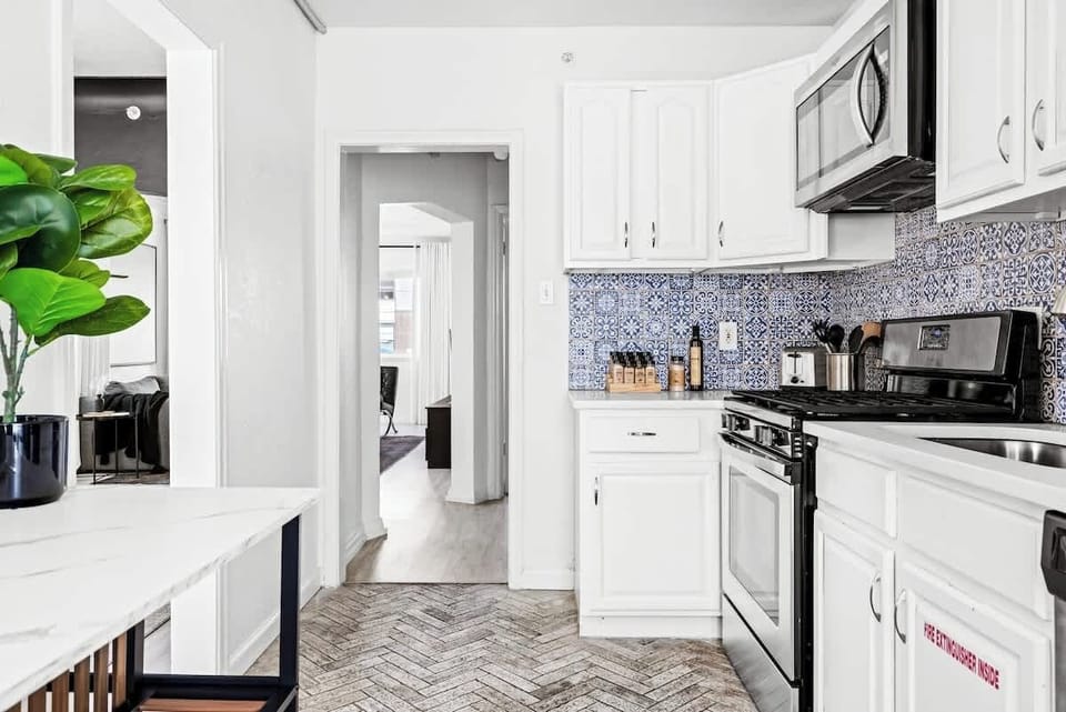 Kitchen looking into living area