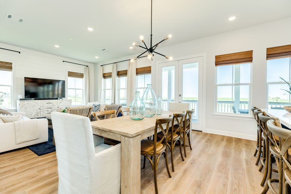 Enjoy meals or family game nights at the large table