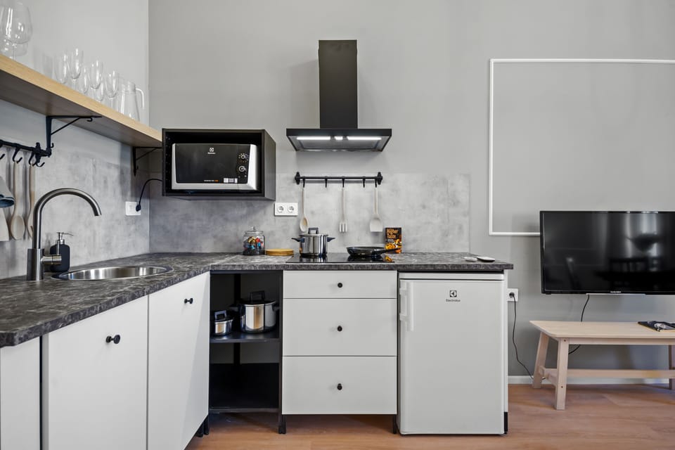 Deluxe Apartment | Private kitchen | Mini-fridge, microwave, dishwasher, espresso maker