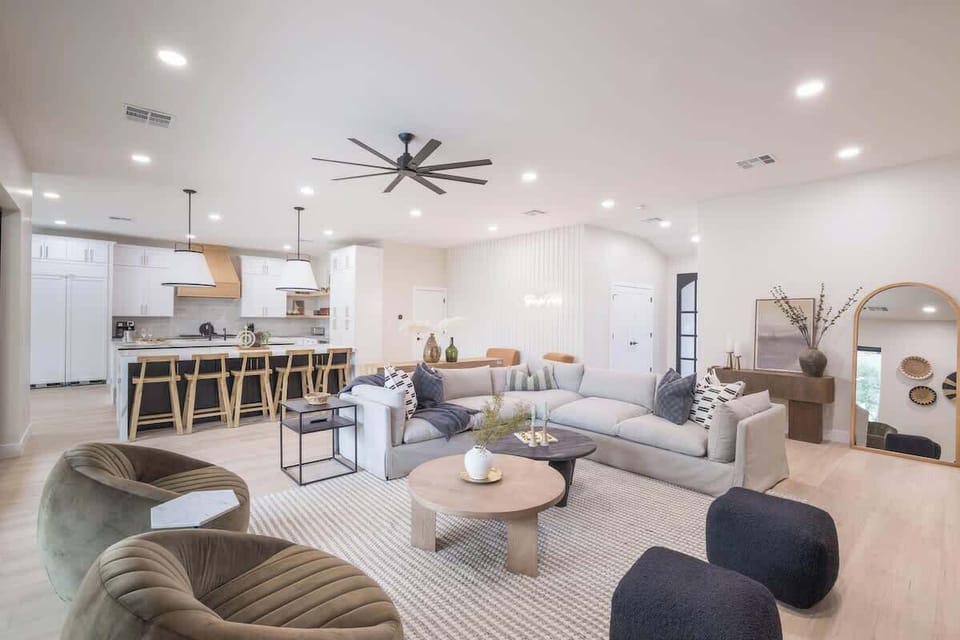 Family room with a cozy sectional and smart TV for downtime.