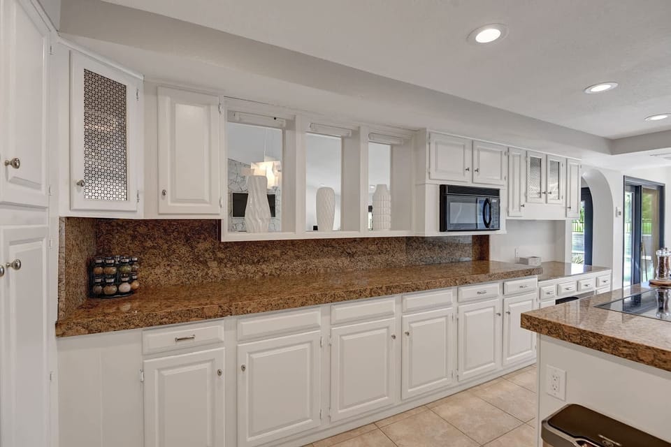 Lots of kitchen counterspace and a built in desk.