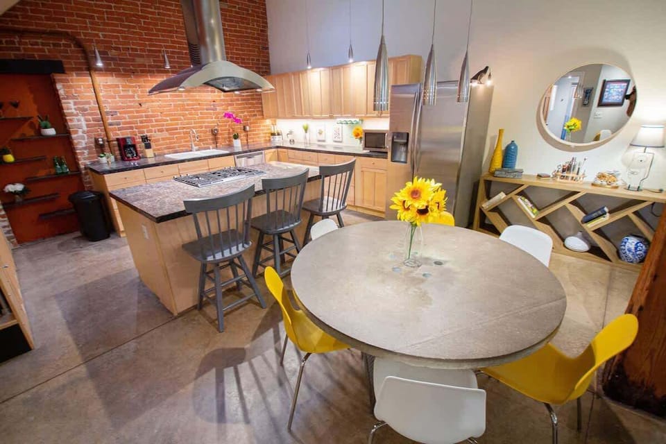 Bar seating and dining table