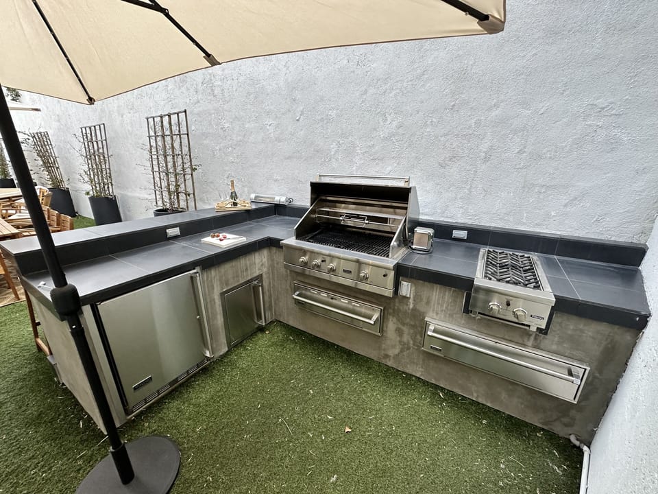 Outdoor Kitchen with all Viking Pro SS Grill and Fridge