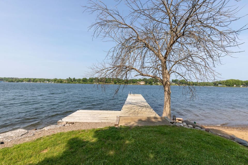 Private dock for boating, swimming, and lakefront lounging.