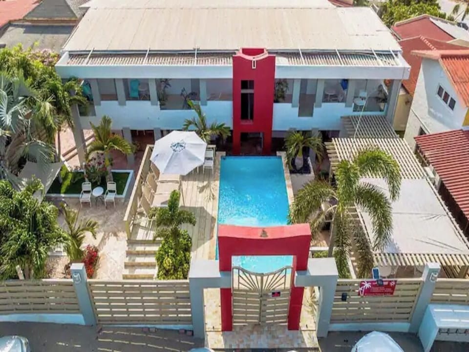 Aerial view of the property.