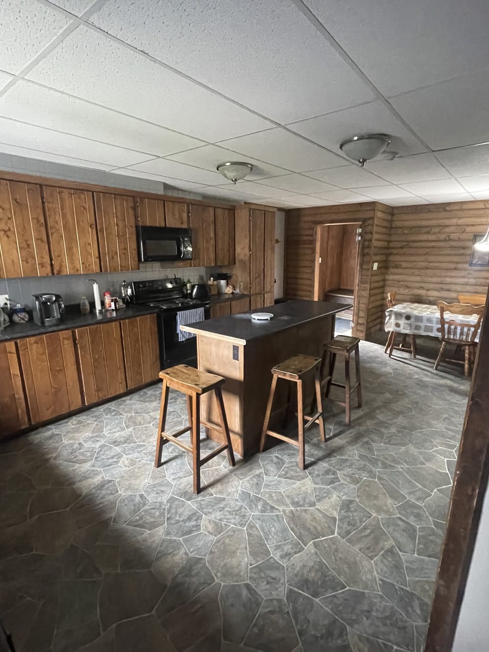 Full-size fridge, microwave, oven, stovetop