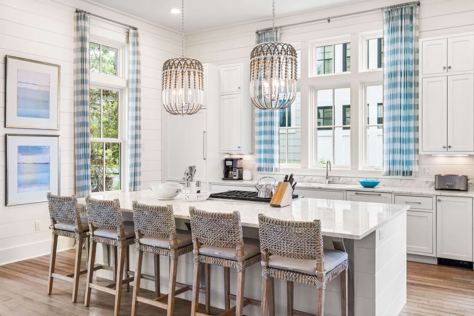 Gourmet kitchen is well-stocked