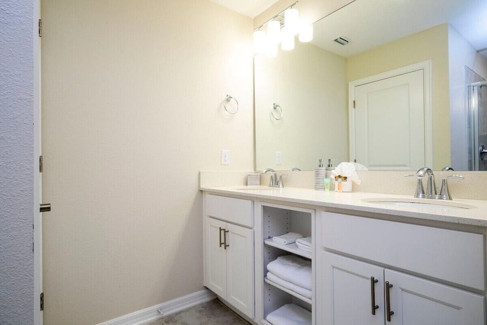Unwind in the clean, elegant and comfortable bathroom