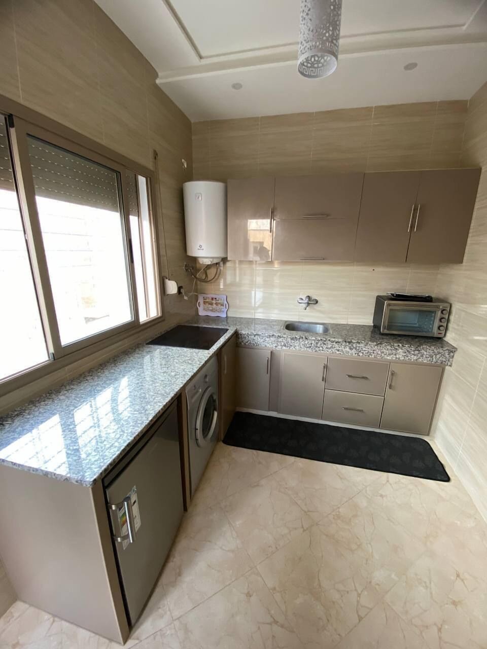 Mini-fridge, microwave, oven, griddle