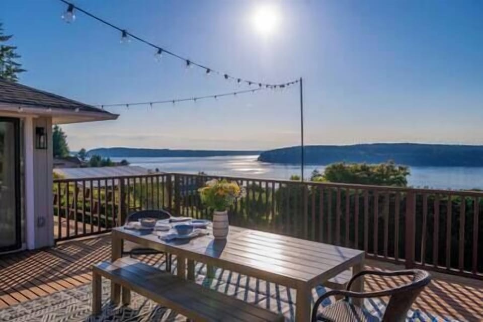 Outdoor dining for a large group. Enjoy sipping your morning coffee or your wine.