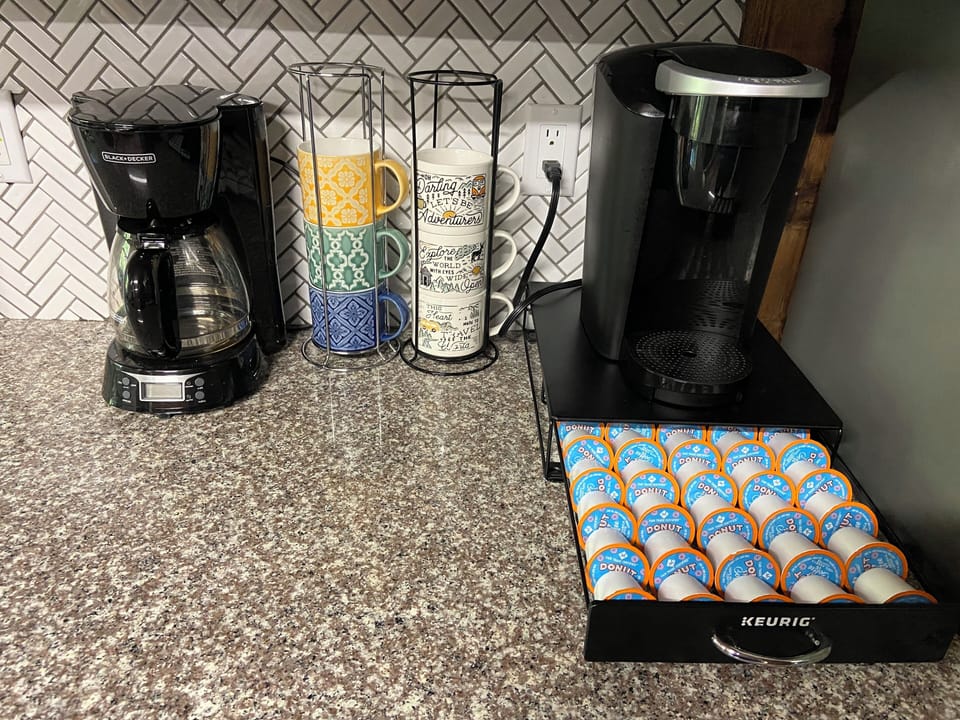 Coffee pot and keurig available