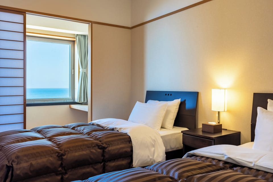 Ocean Front Japanese Modern Room Suite, Non Smoking | Down comforters, in-room safe, free WiFi, bed sheets
