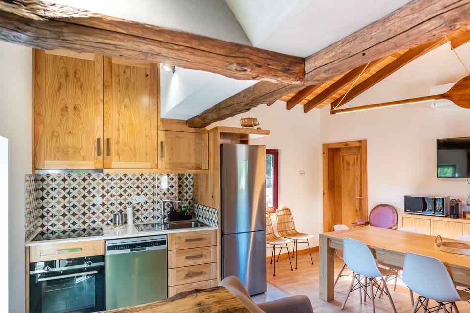 Villa | Private kitchen | Fridge, microwave, oven, stovetop