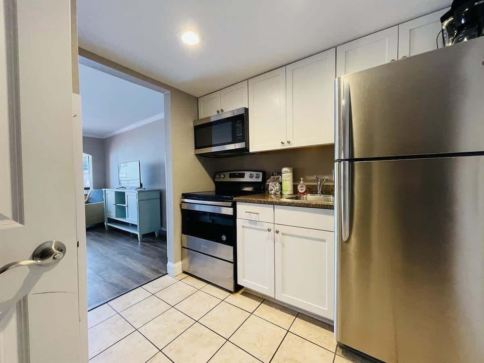 Fully stocked kitchen with everything you need for home-cooked meals by the beach.

