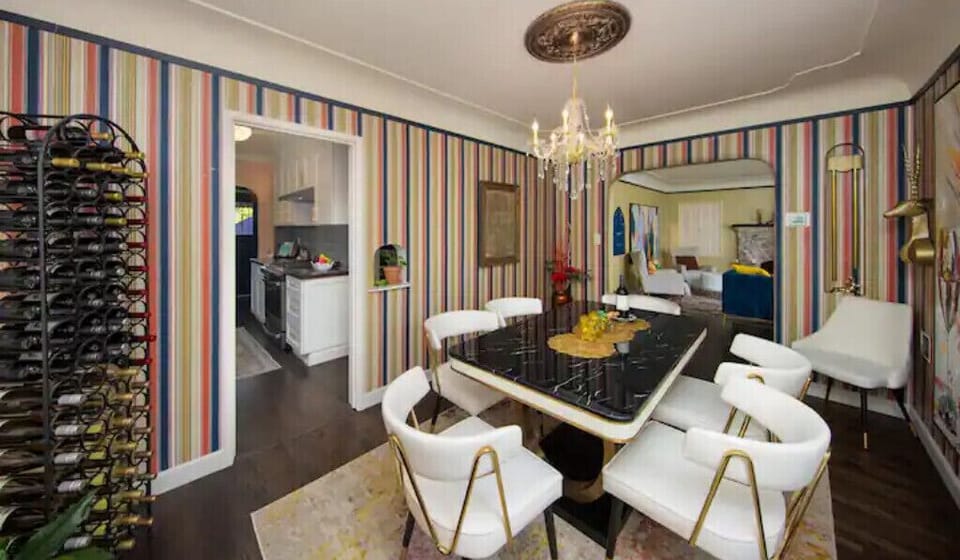 Plenty of seating at the dining table. 