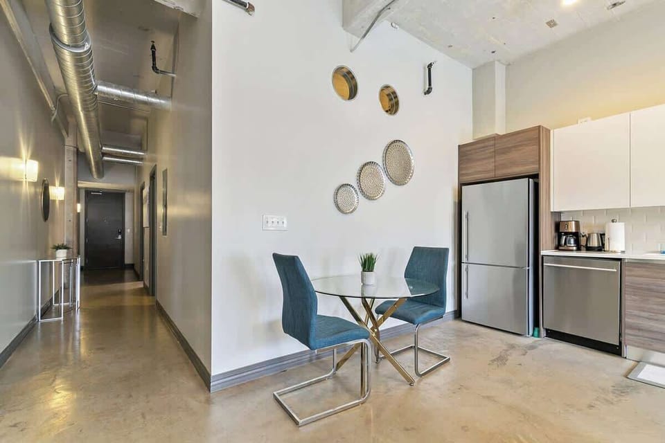 Modern table for two, perfect for morning coffee or intimate dinners!