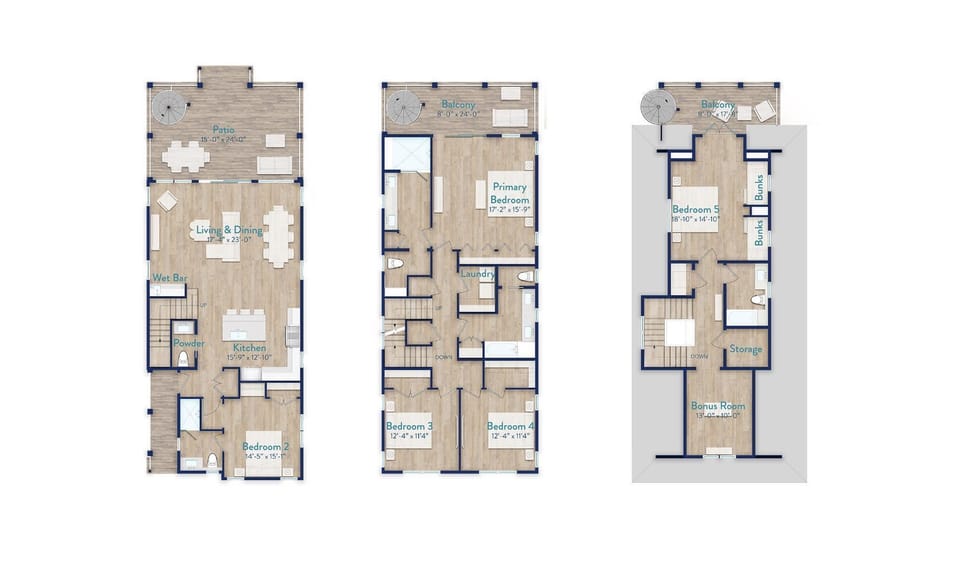 Your Waterside Retreat features 2,943 square-feet of conditioned space plus a spacious ground level patio, two private balconies, and more.