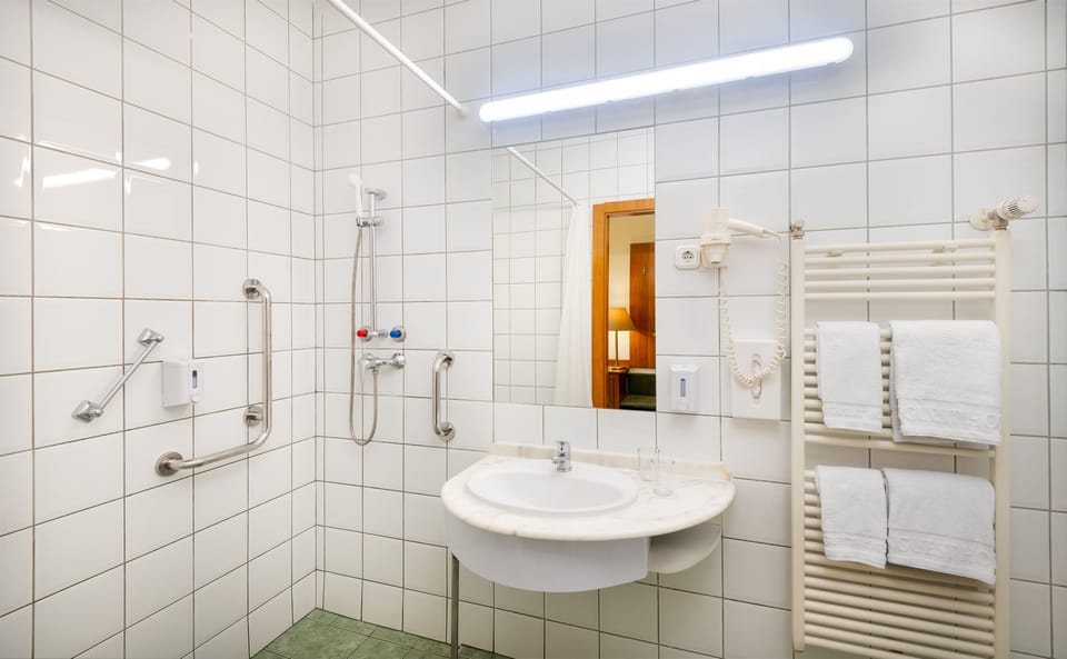 Free toiletries, hair dryer, towels