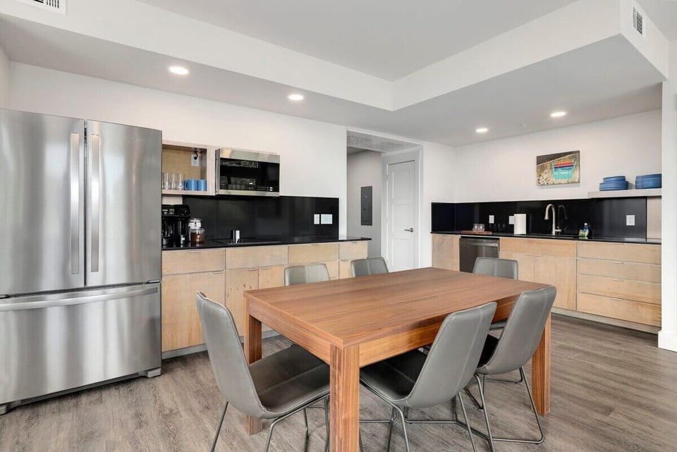 When you first walk into the loft, walk a little further and you will enter our kitchen and dining area.