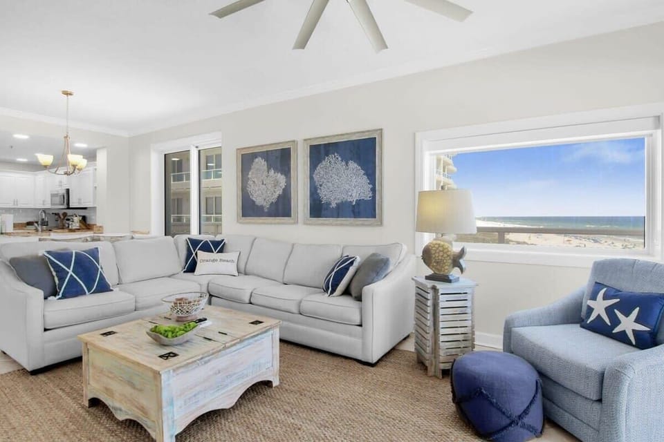Easterly beach and water views from your living room. 