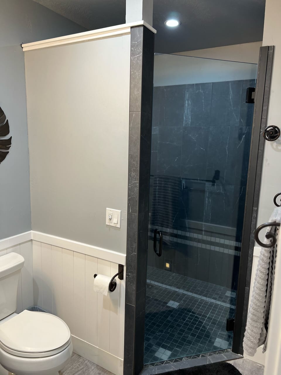 Glass Door on Walk-in Shower.