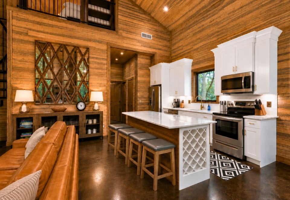 Feel the warmth of the wood and the joy of being together in this spacious area.