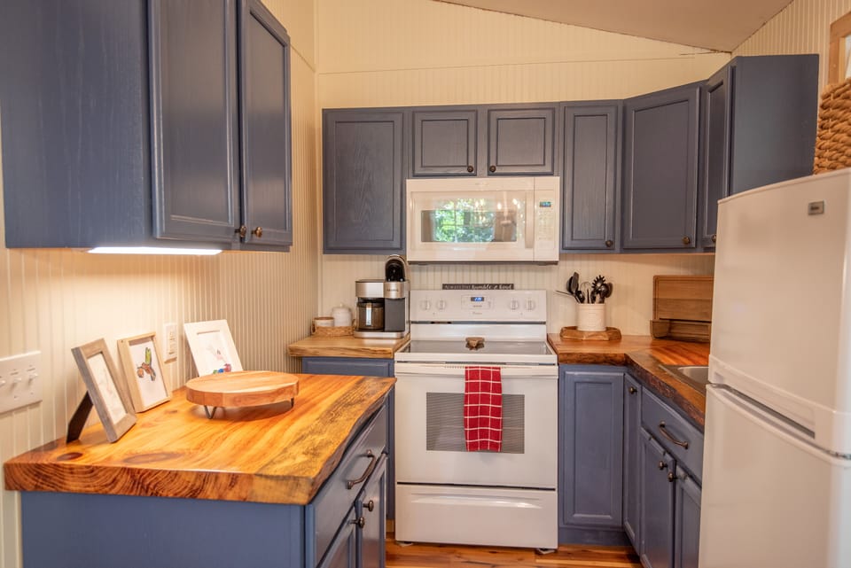 Gorgeous kitchen with block countertops...