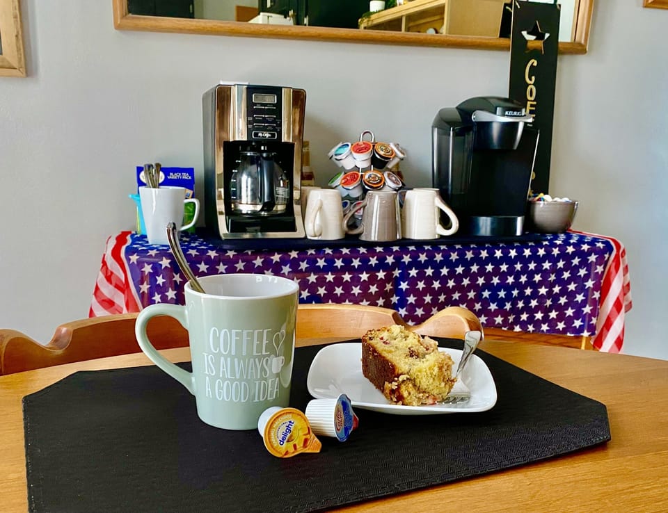 Have a wonderful cup of coffee, any time, at the fully stocked Coffee Bar!