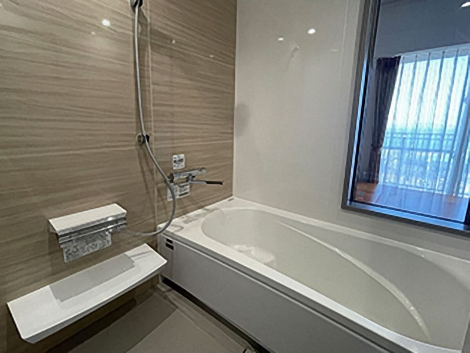 Hair dryer, electronic bidet, towels, shampoo