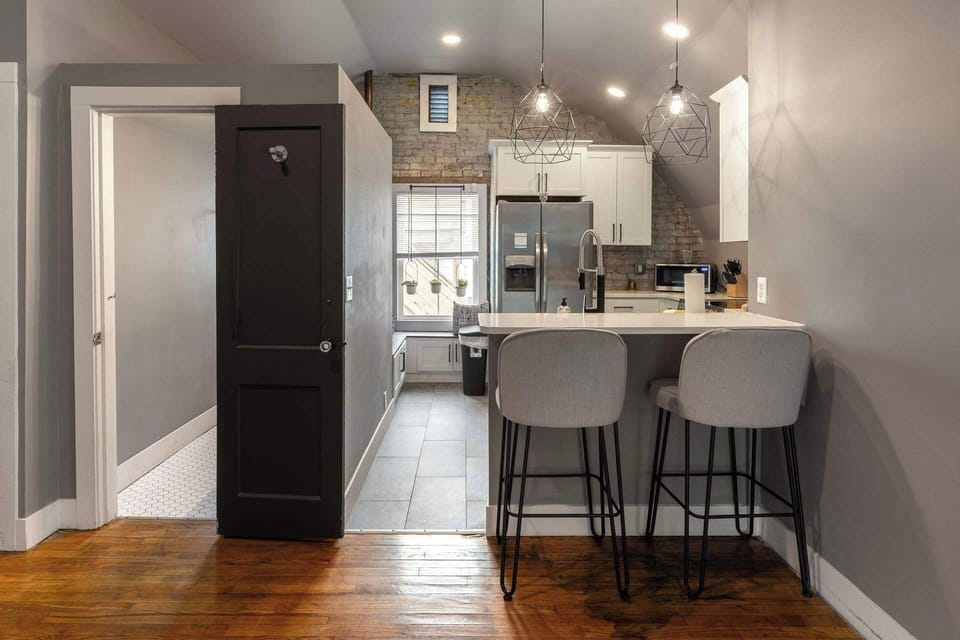 Open kitchen with seating