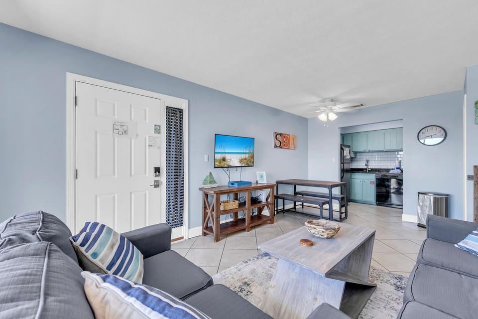 Living room with flat screen