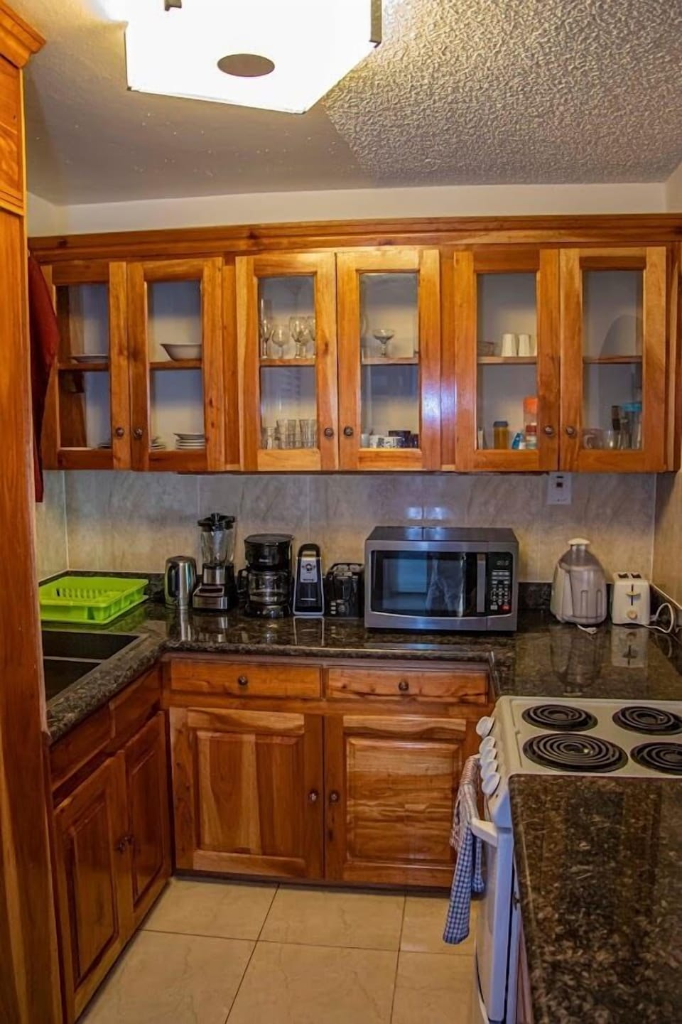 Full-size fridge, microwave, oven, stovetop