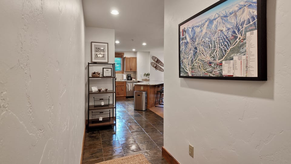 Central dining area connecting spaces