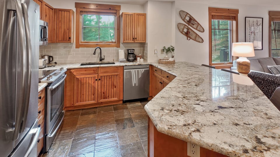Bright kitchen with window views