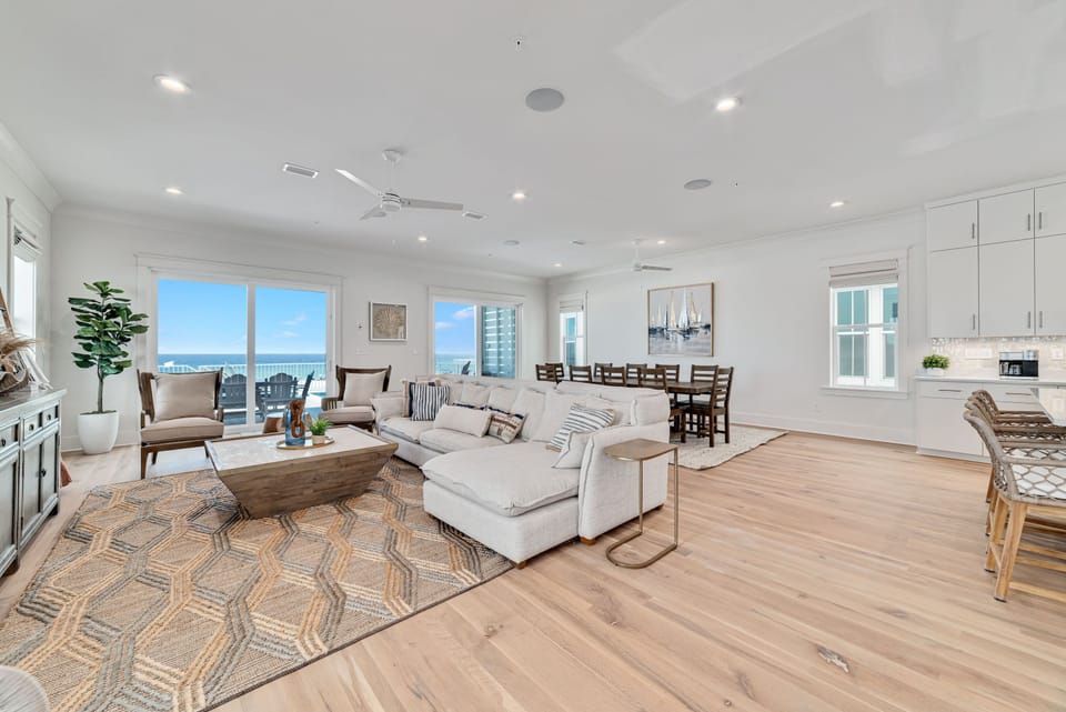 Living and dining areas
