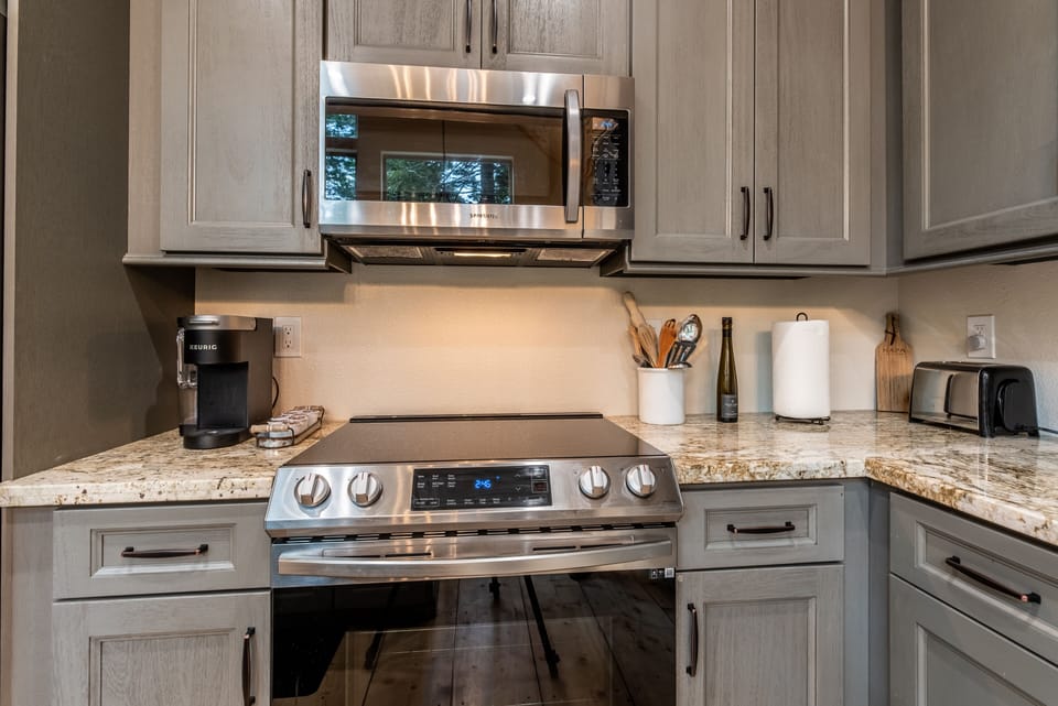 Modern appliances in kitchen