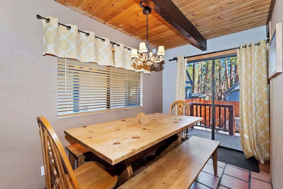 Well lit dining area.