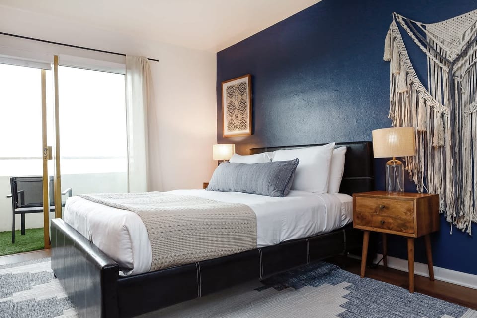 Drift into dreamland in our plush bed, a snug centerpiece in the studio that promises restful nights and energized mornings under the Miami Beach sun.