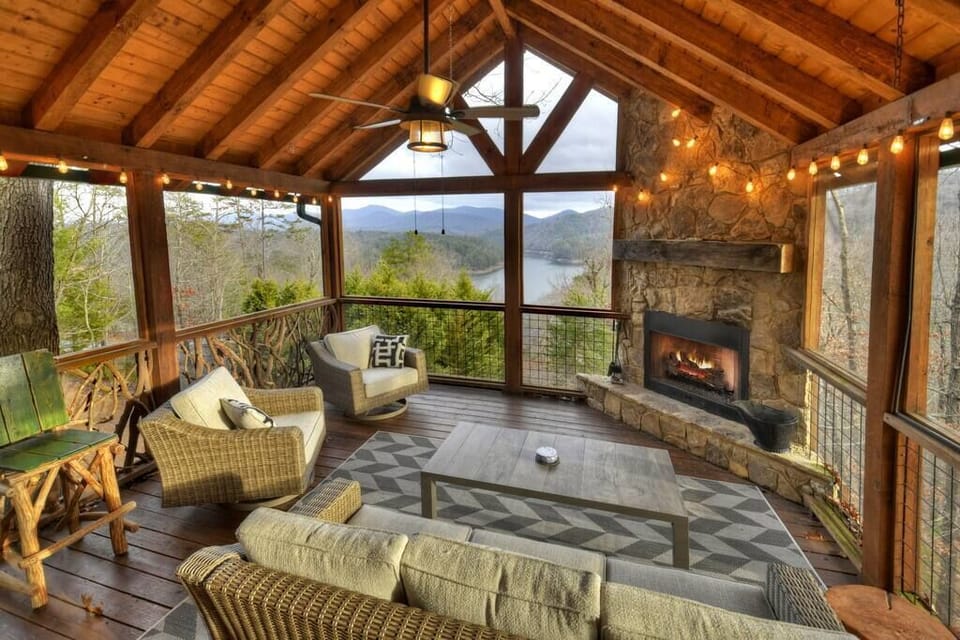 Stunning lake and mountain views from the gorgeous porch