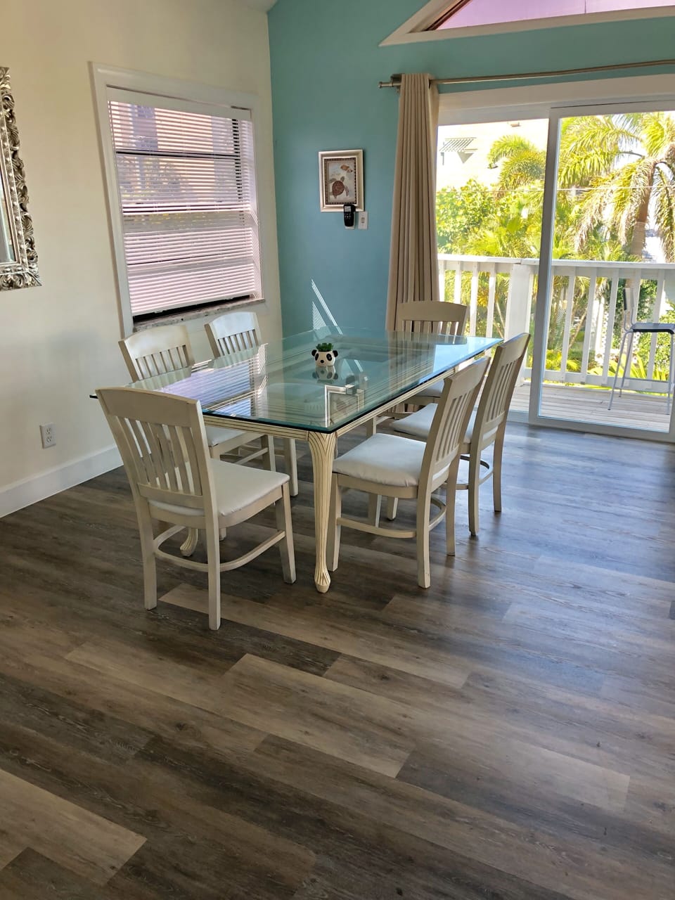 Dining room table in the upstairs unit.