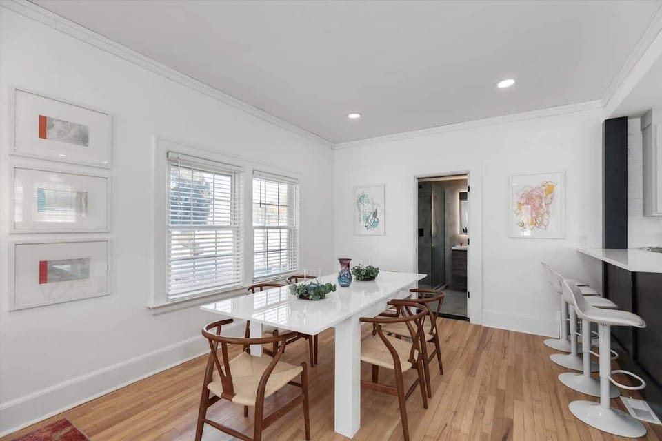 Dining area with seating for six.