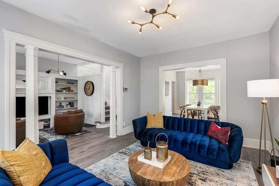 Open-concept lounge with cozy seating and flow-through layout.