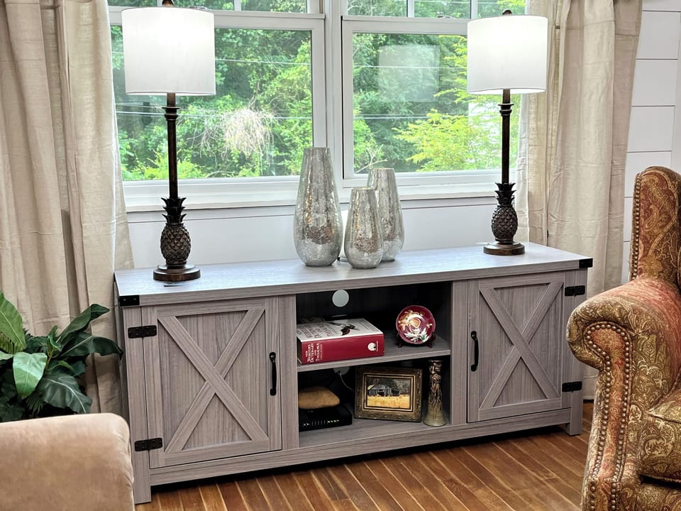 Large windows in living room to bring the outdoors inside