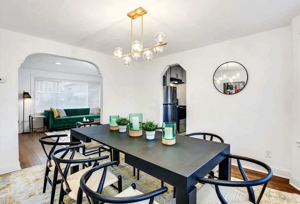 Dining space with elegant lighting