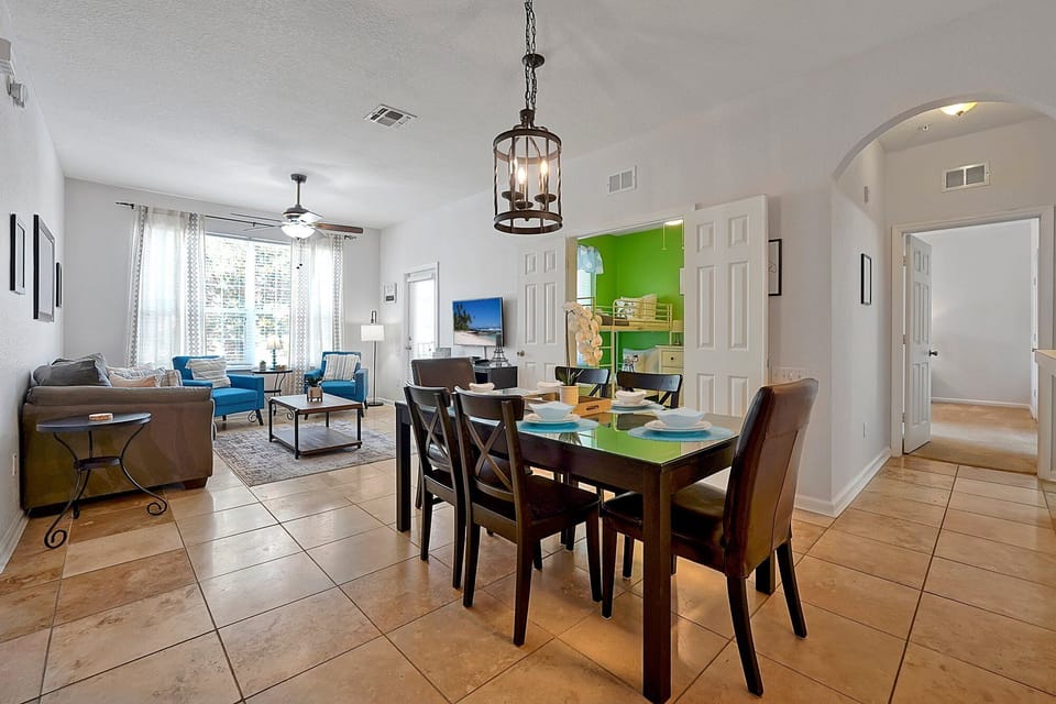 Bright, open-concept layout connects living and dining areas for easy family time