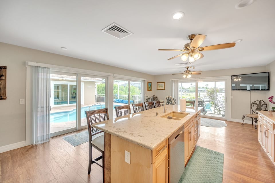 Indoors, Floor, Flooring, Kitchen, Ceiling Fan