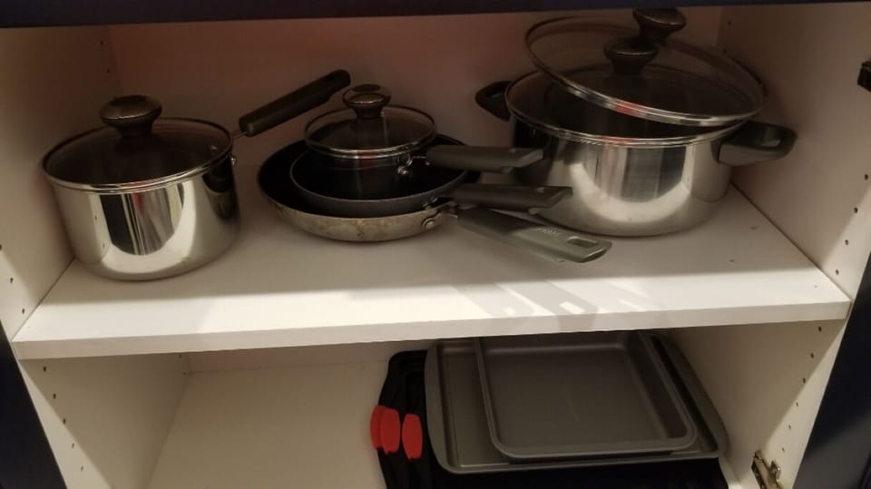 Pots and pans, and cookie sheets
